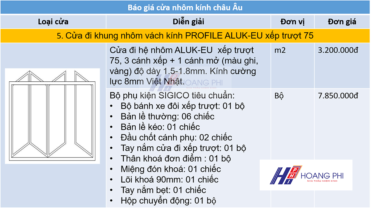 Báo giá cửa nhôm kính 2021 (XingFa, châu Âu, PMI) bao gia cua di he nhom chau au xep truot 75 - Báo giá cửa nhôm kính 2021 (XingFa, châu Âu, PMI)