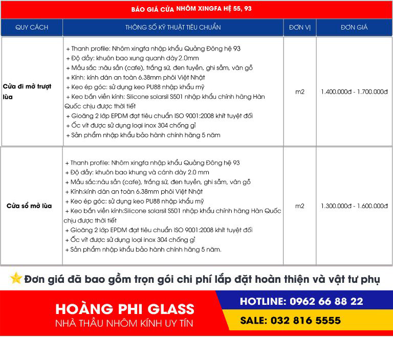 Báo giá cửa lùa nhôm kính các loại (Xingfa, châu Âu, Việt Pháp) bao gia cua lua nhom xingfa - Báo giá cửa lùa nhôm kính các loại (Xingfa, châu Âu, Việt Pháp)