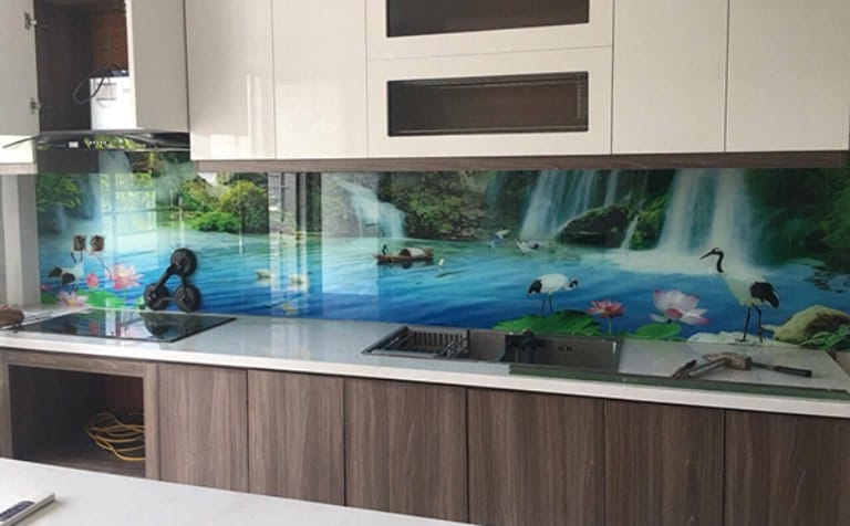 kính bếp 3D hình phong cảnh