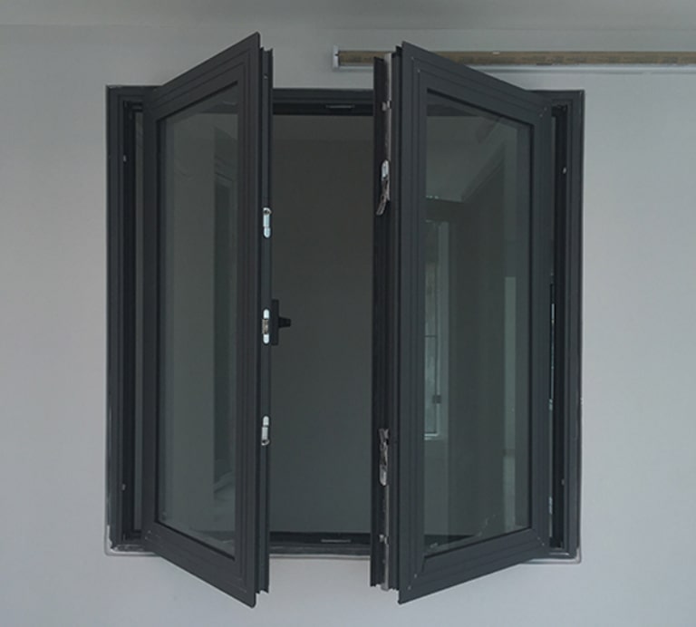 cửa nhôm kính Xingfa sơn tĩnh điện 2 cánh màu đen