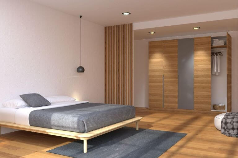 Vách ngăn phòng ngủ sử dụng bằng vật liệu gỗ